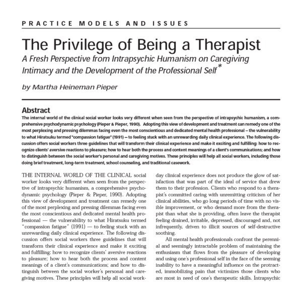 Privilege of Being a Therapist